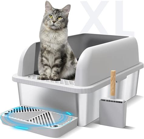 high-sided stainless steel litter box|iprimio stainless steel litter box.